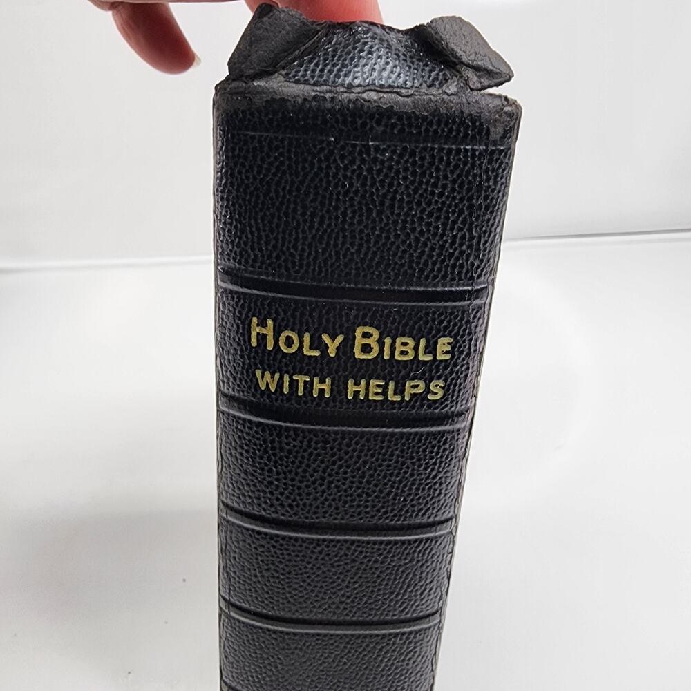 Antique Holy Bible Nelson Self Pronouncing Black Leather 1900s AS IS Need Repair - Picture 4 of 16